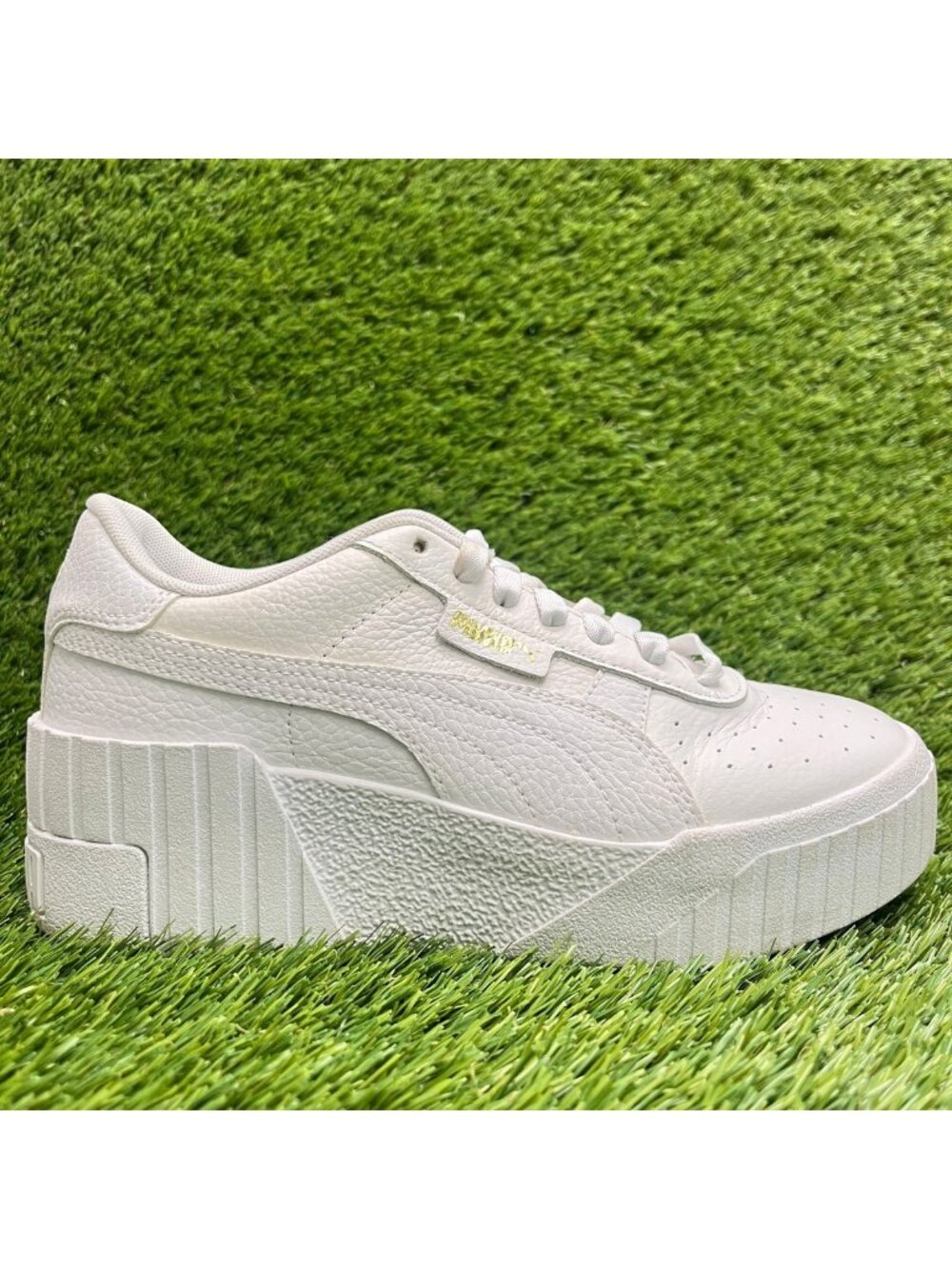 Puma Cali Wedge Platform Womens Size 6.5 White Athletic Lifestyle Shoes Sneakers
